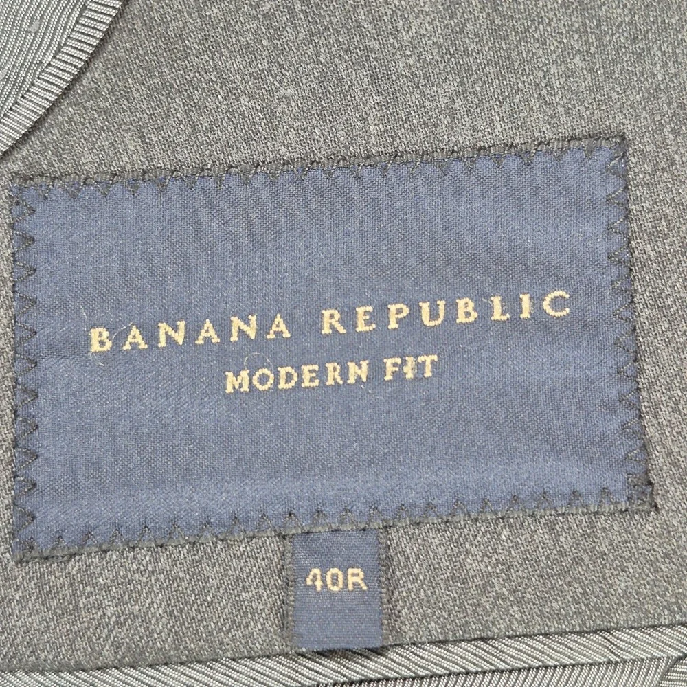 Banana Republic Suit Men 40R Gray Lanificio Cerruti Wool Modern Fit 33x32